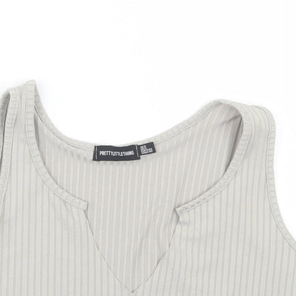PRETTYLITTLETHING Womens Grey   Cropped Tank Size 6