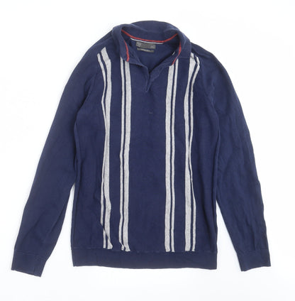 Marks & Spencer Mens Blue Striped Knit Pullover Jumper Size S