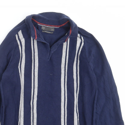 Marks & Spencer Mens Blue Striped Knit Pullover Jumper Size S
