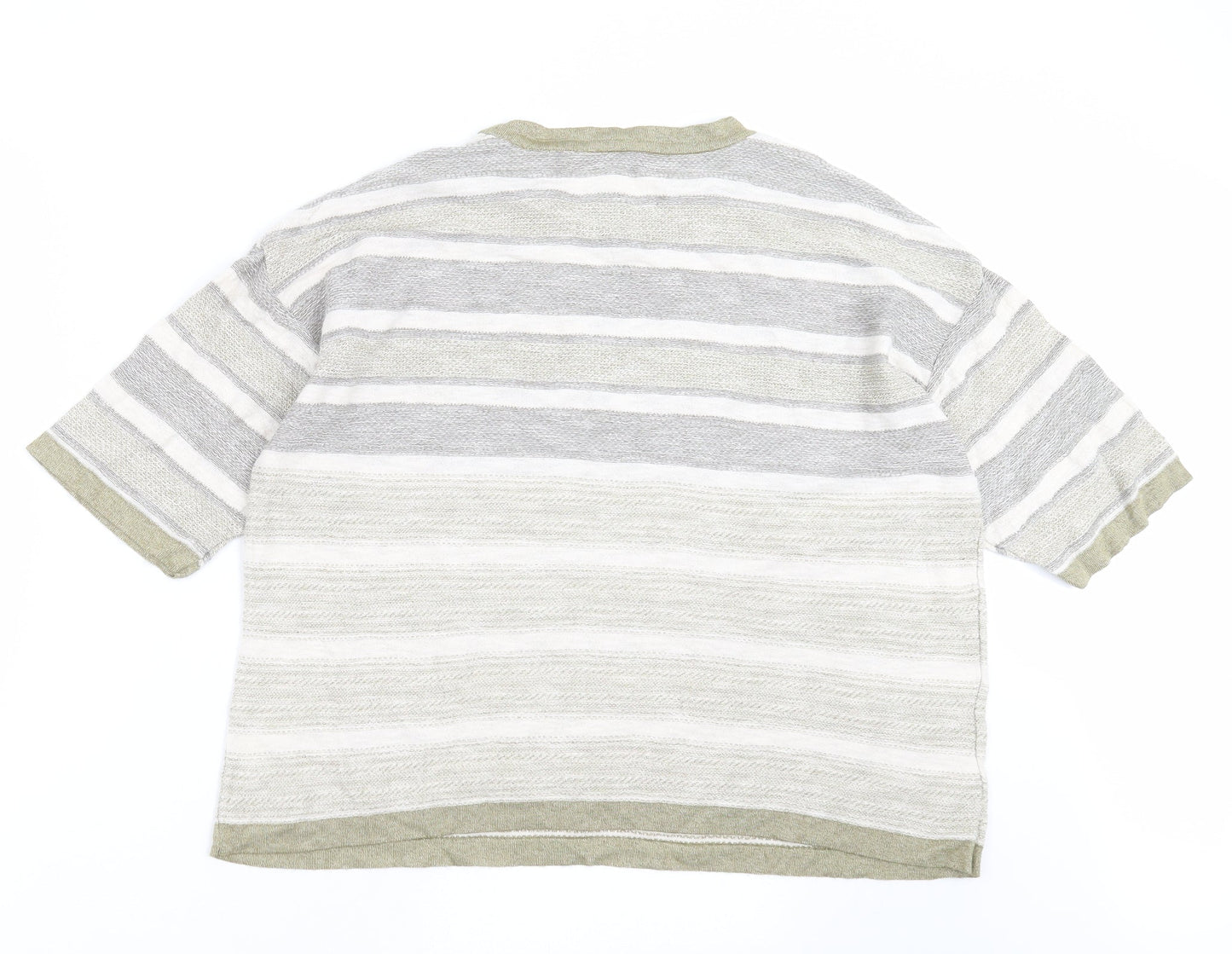 Marks and Spencer Womens Green Striped Knit Pullover Jumper Size 16