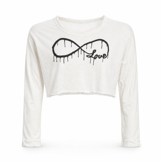 Rock & Rose Womens White   Cropped T-Shirt Size L  - love