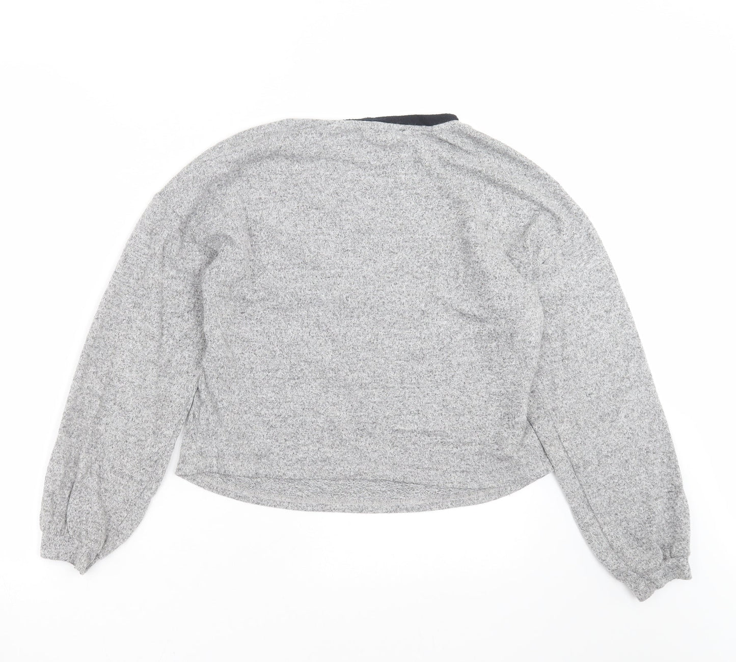 New Look Womens Grey Geometric Knit Pullover Jumper Size S