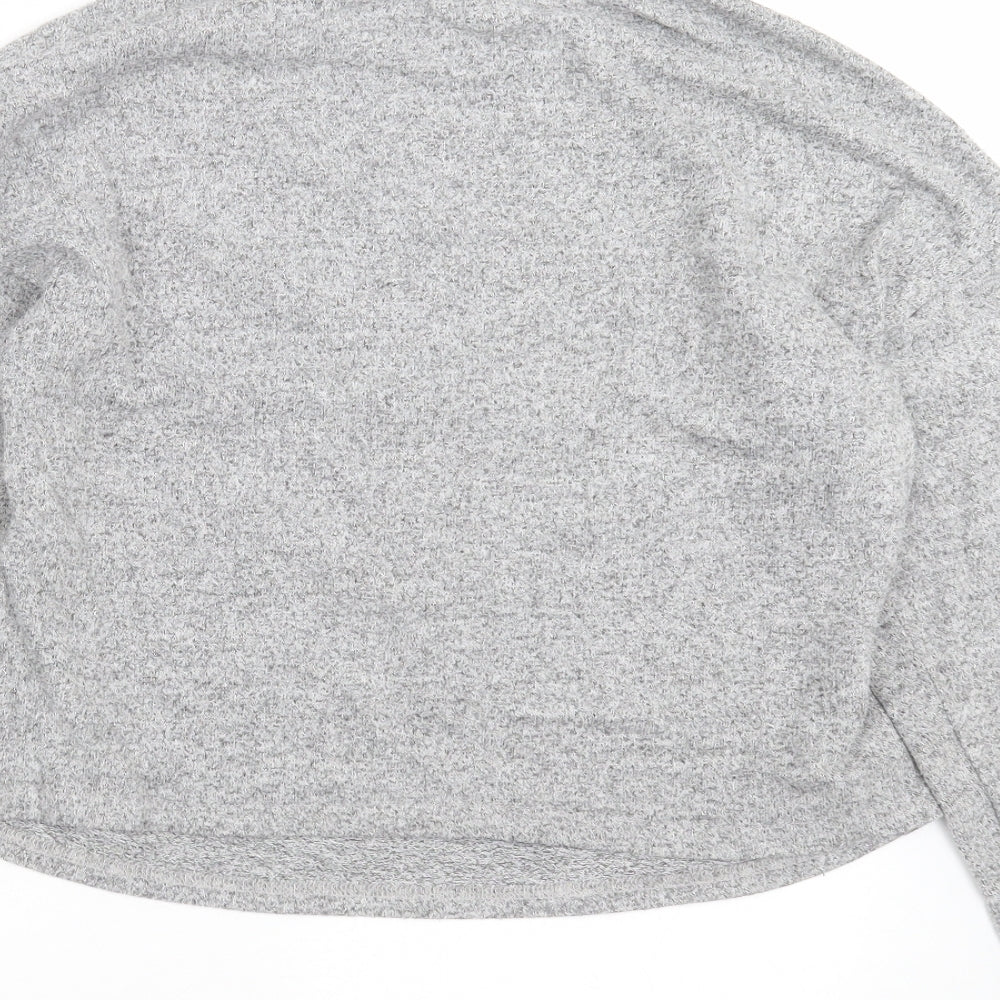 New Look Womens Grey Geometric Knit Pullover Jumper Size S