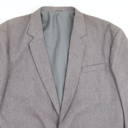 Preworn Mens Purple Striped  Jacket Suit Jacket Size 42