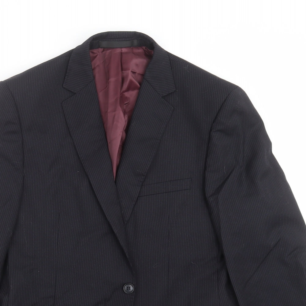Marks and Spencer Mens Black Striped  Jacket Suit Jacket Size 42