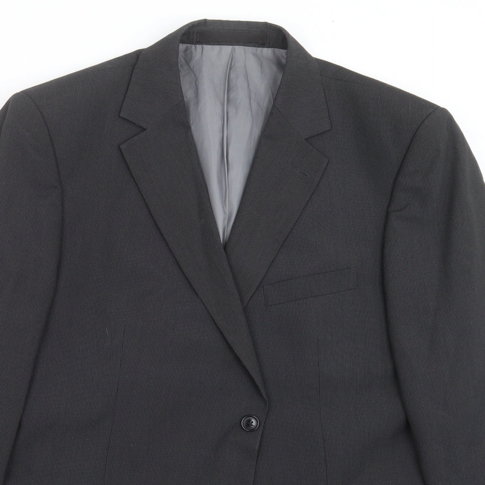 Marks and Spencer Mens Grey Striped  Jacket Suit Jacket Size 44