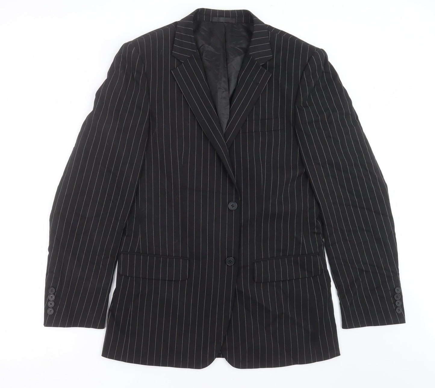 Butler & Webb Mens Black Striped  Jacket Suit Jacket Size 38