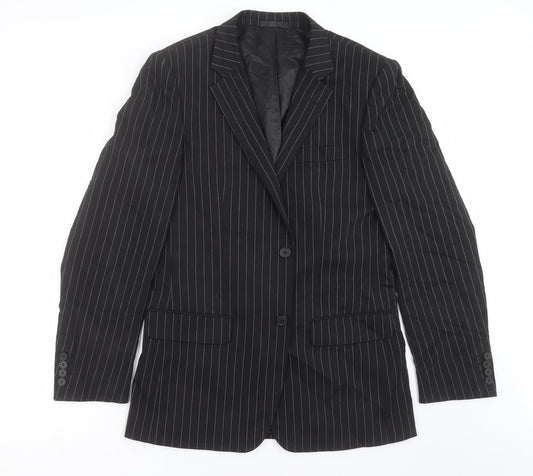 Butler & Webb Mens Black Striped  Jacket Suit Jacket Size 38