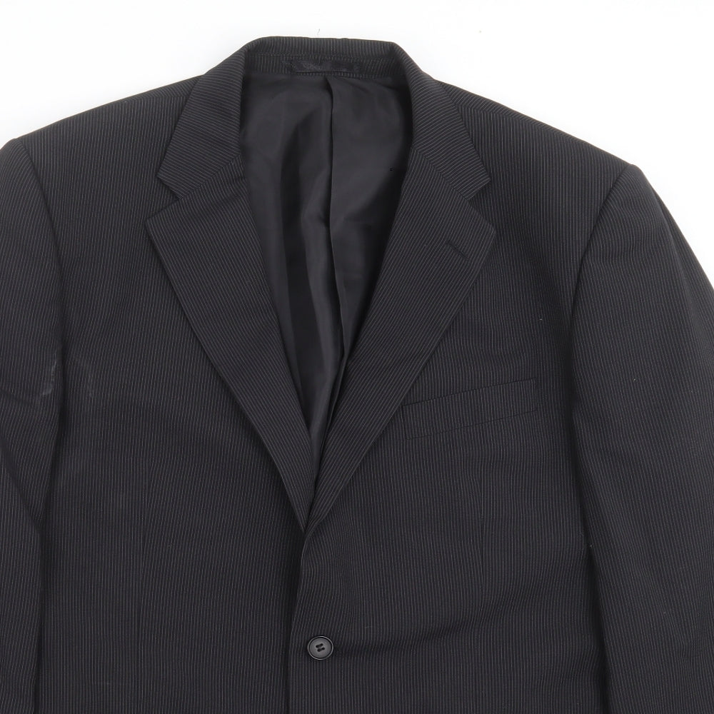 Scott & Taylor Mens Black Striped  Jacket Suit Jacket Size 42