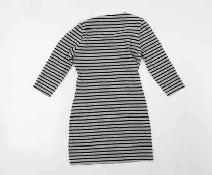 Preloved Primark Womens Grey Striped  A-Line  Size 12 - Back