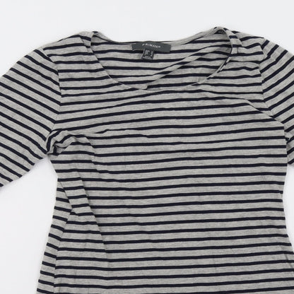 Preloved Primark Womens Grey Striped  A-Line  Size 12 - Detail