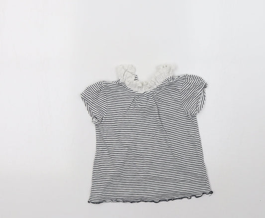 NEXT Girls White Striped  Basic T-Shirt Size 2-3 Years