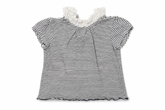 Next Girls White Striped  Basic T-Shirt Size 2-3 Years