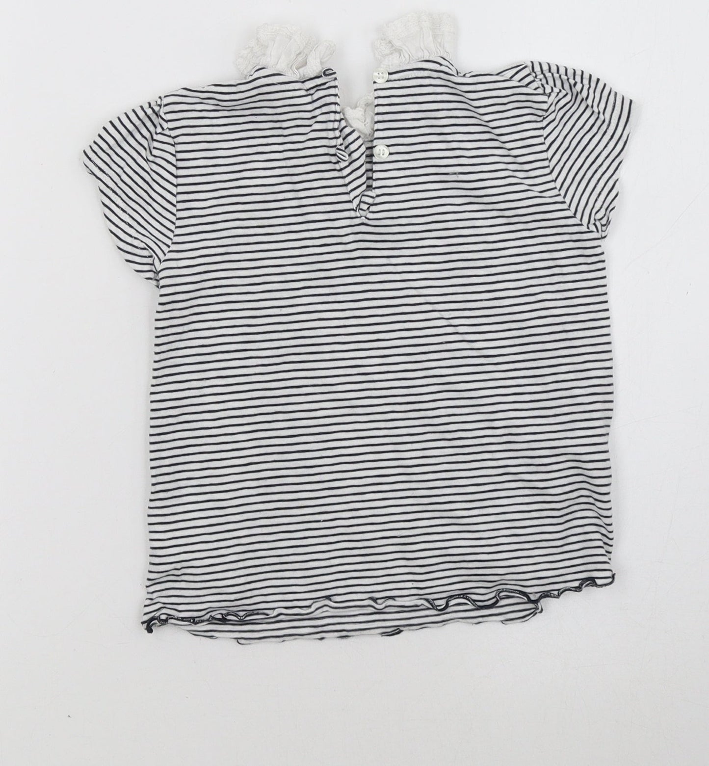 NEXT Girls White Striped  Basic T-Shirt Size 2-3 Years