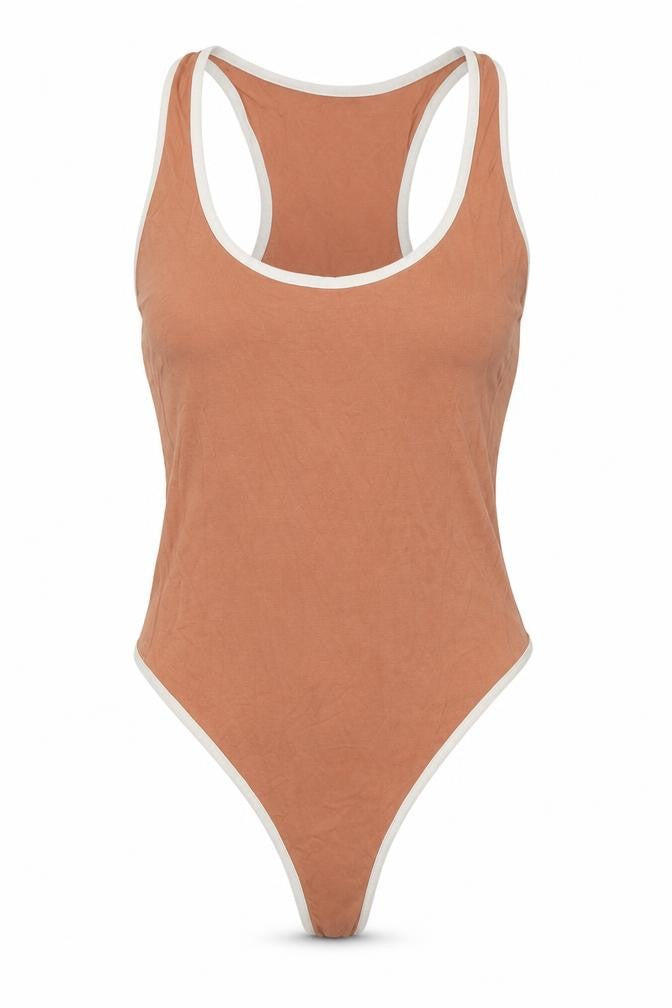 PRETTYLITTLETHING Womens Beige   Bodysuit One-Piece Size 6