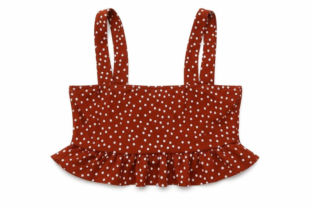 Missguided Womens Brown Polka Dot  Cropped Tank Size 6