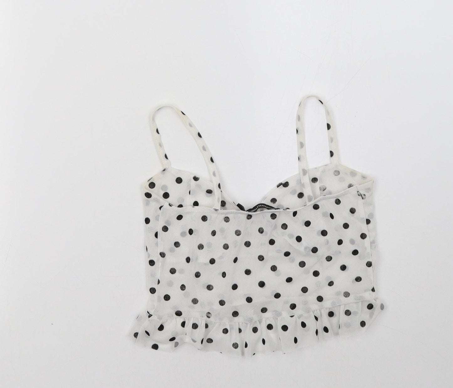 PRETTYLITTLETHING Womens White Polka Dot  Cropped Tank Size 6