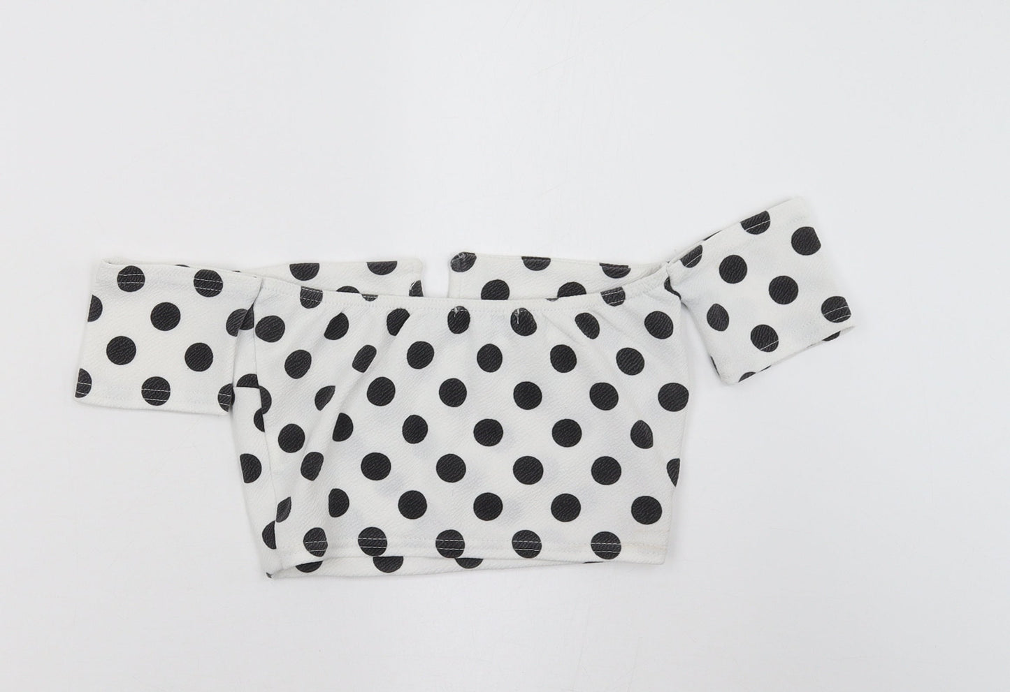 PRETTYLITTLETHING Womens White Polka Dot  Cropped Tank Size 6