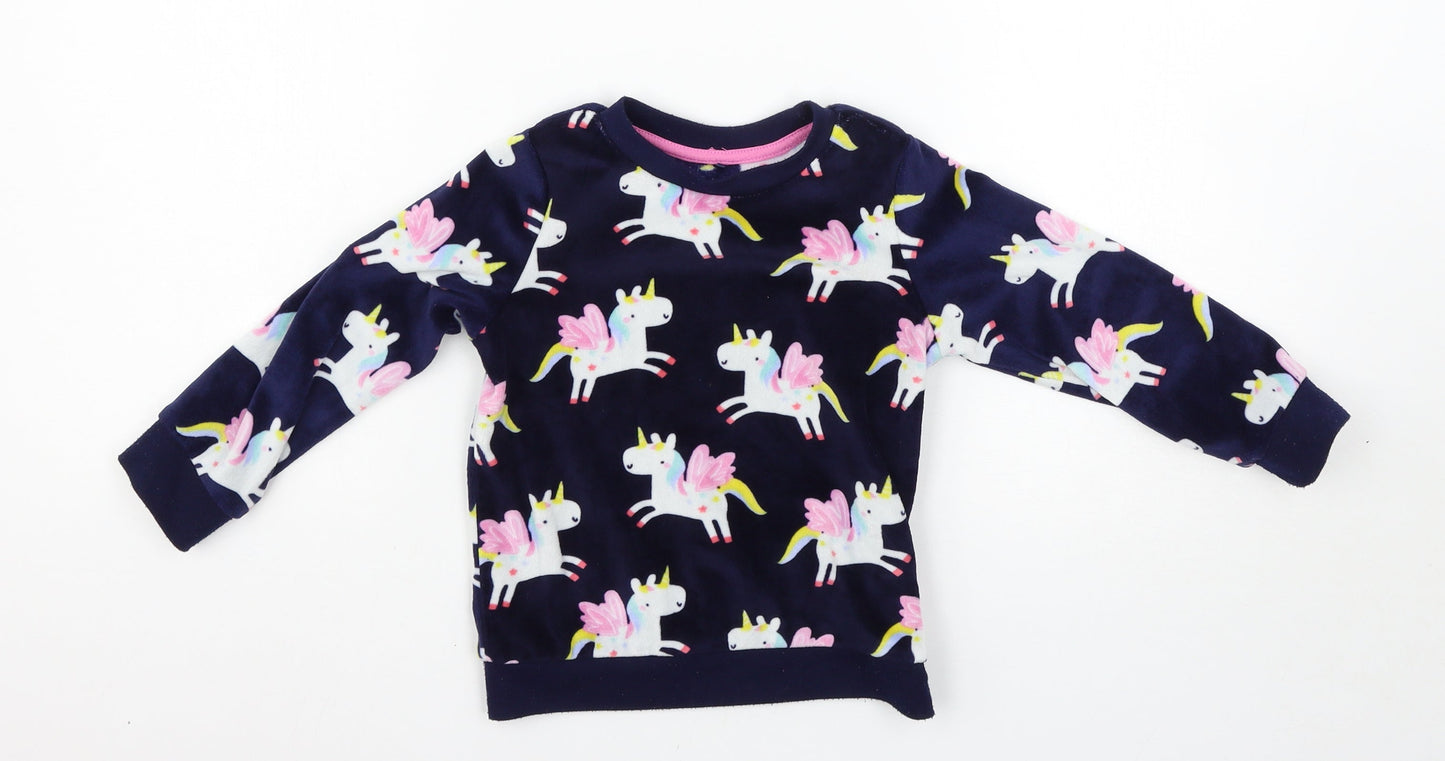 George Girls Blue Solid  Top Pyjama Set Size 3-4 Years