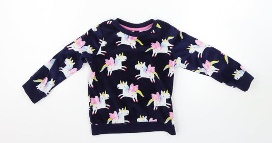 George Girls Blue Solid  Top Pyjama Set Size 3-4 Years