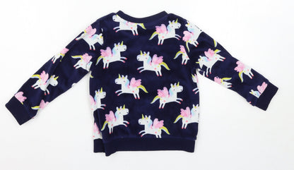 Preloved George Girls Blue Solid  Top Pyjama Set Size 3-4 Years - Back