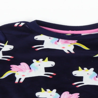 Preloved George Girls Blue Solid  Top Pyjama Set Size 3-4 Years - Detail