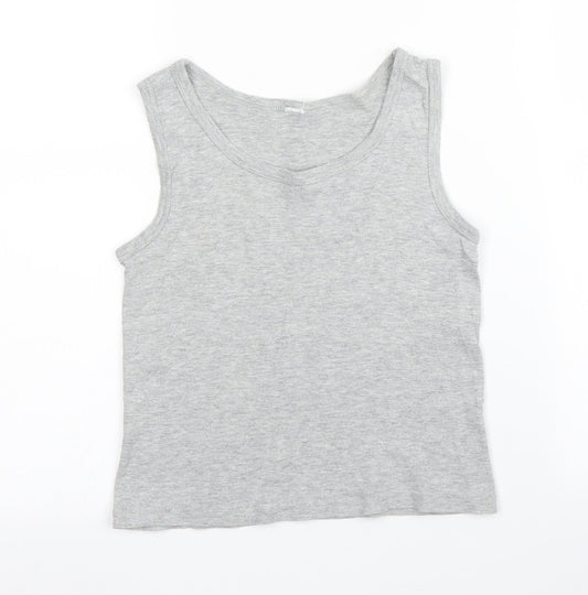 Preworn Boys Grey   Basic Tank Size 6-7 Years