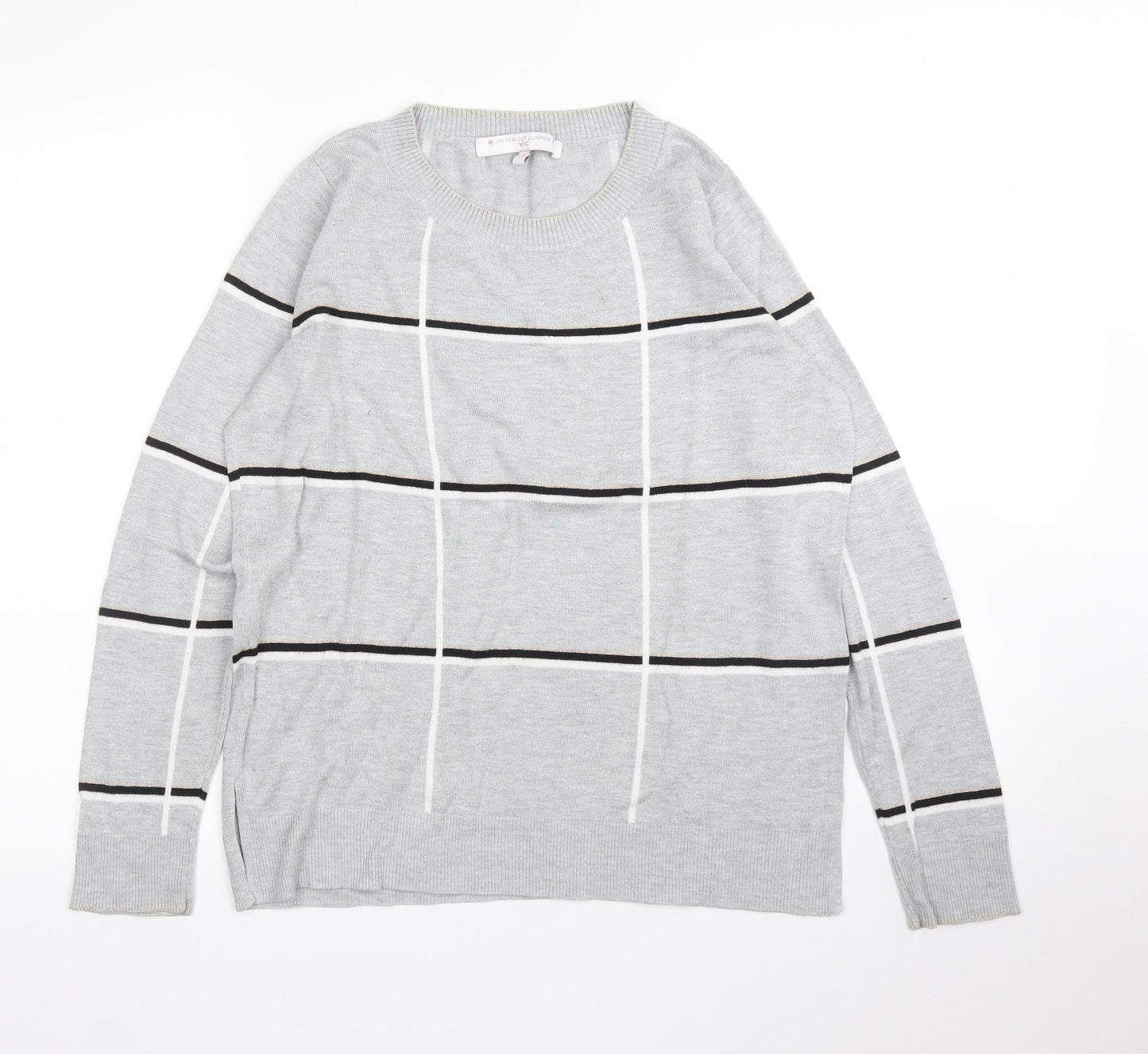 NEXT Womens Grey Check  Pullover Jumper Size 12