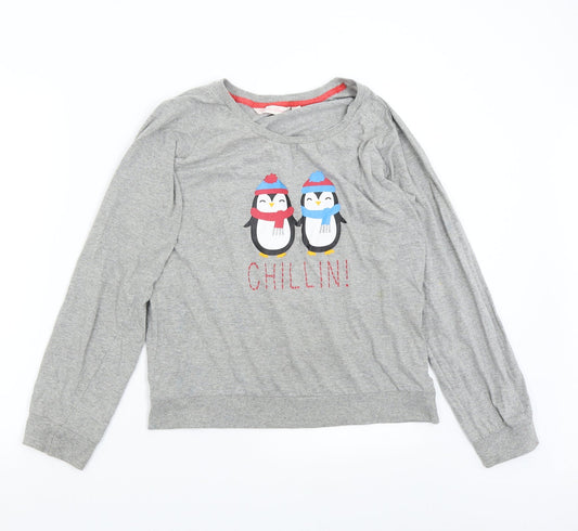Forever Dreams Womens Grey Solid  Top Pyjama Top Size L  - Penguin