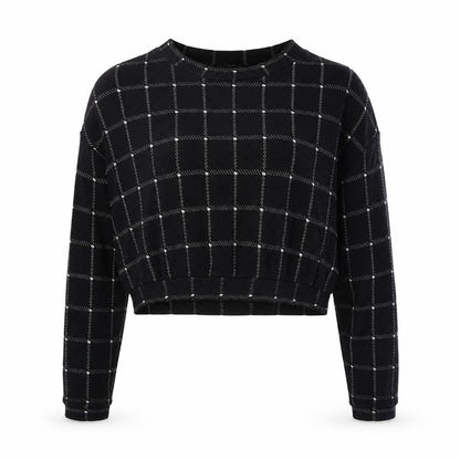 H&M Womens Black Check  Pullover Sweatshirt Size XS