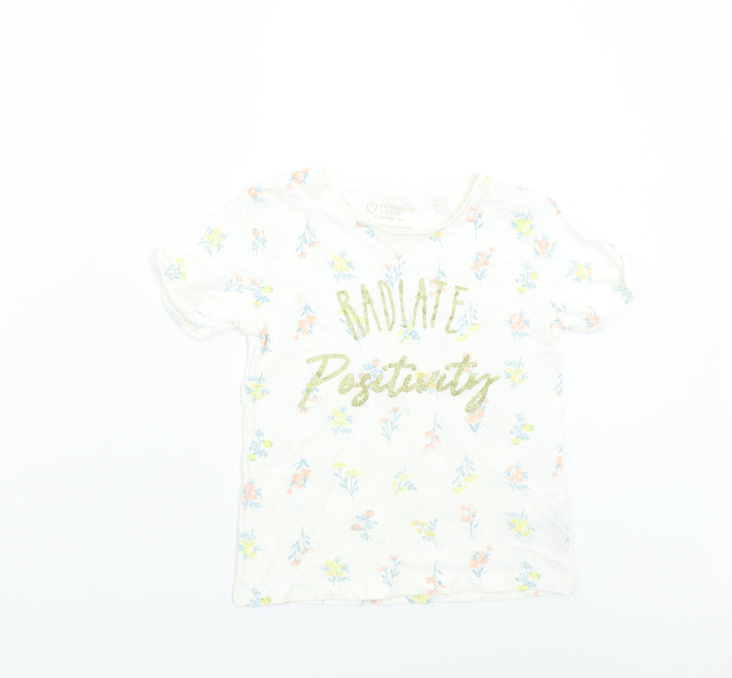Primark Girls Multicoloured Floral  Basic T-Shirt Size 8-9 Years  - Positivity