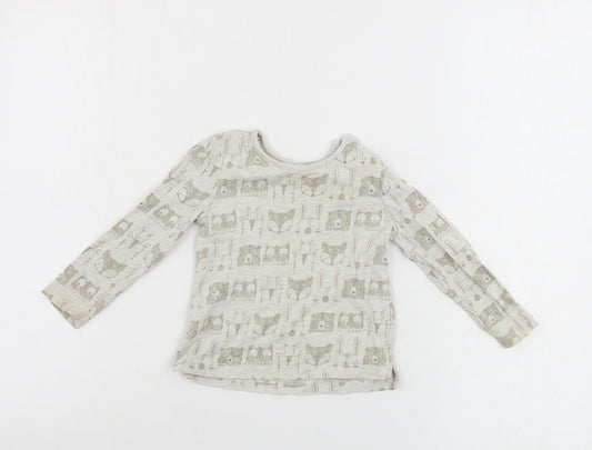 TU Girls Grey Animal Print  Basic T-Shirt Size 9-12 Months
