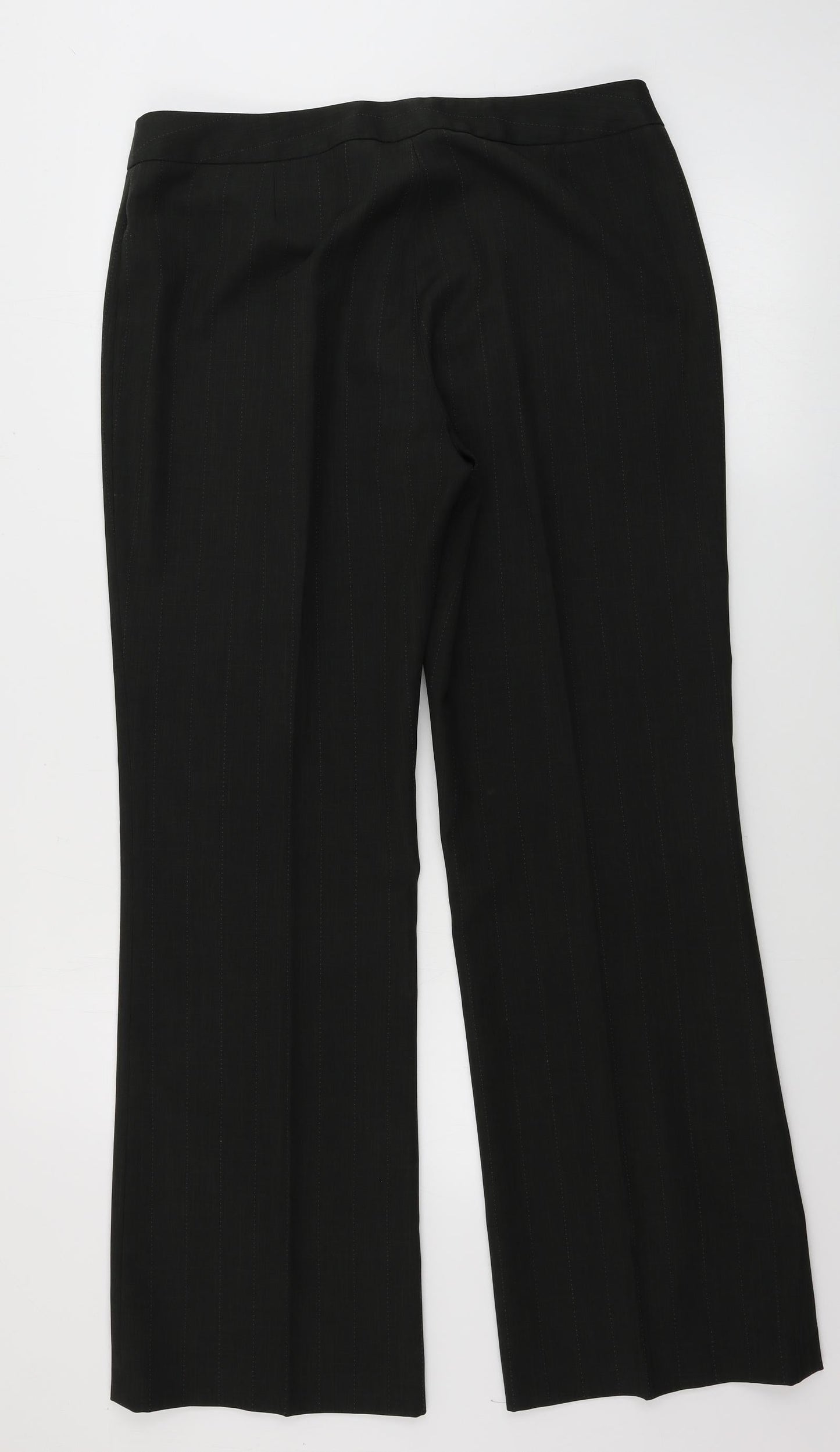 Marks and Spencer  Womens Black Striped  Trousers  Size 12 L25 in