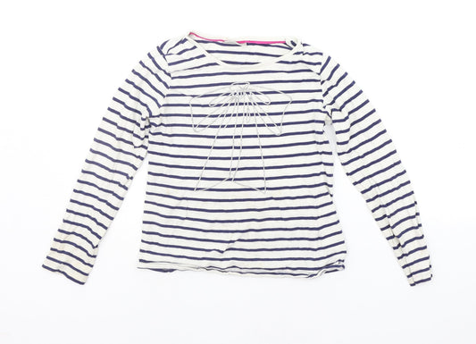 Matalan Girls White Striped  Basic T-Shirt Size 8-9 Years