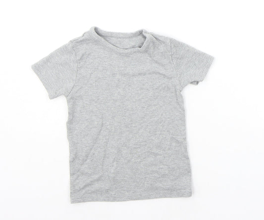 Marks and Spencer Boys Grey Houndstooth  Basic T-Shirt Size 6-7 Years