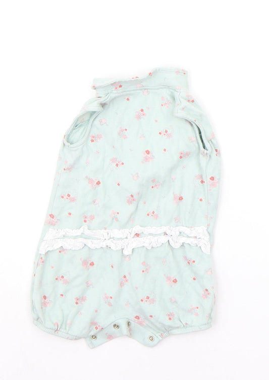 little nutmeg Baby Green Floral  Babygrow One-Piece Size 3-6 Months