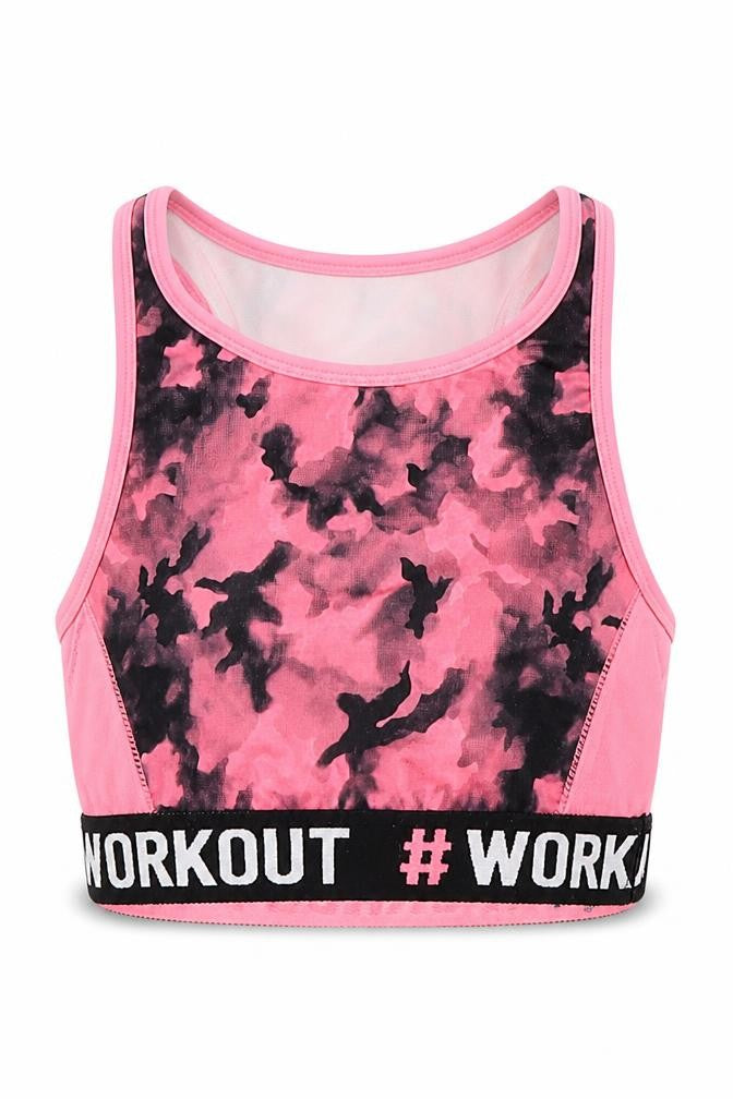 Minoti Girls Pink Geometric  Basic Tank Size 7-8 Years  - workout