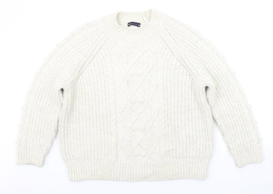 Marks and Spencer Womens White Houndstooth  Pullover Jumper Size L