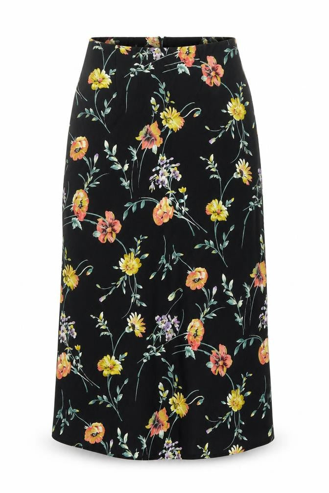 Leslie Fay Womens Blue Floral  A-Line Skirt Size 8
