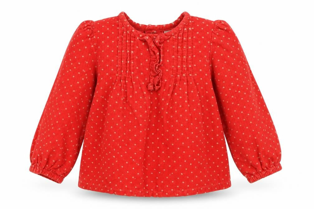 Mini Club Girls Red Polka Dot  Basic Blouse Size 3-4 Years