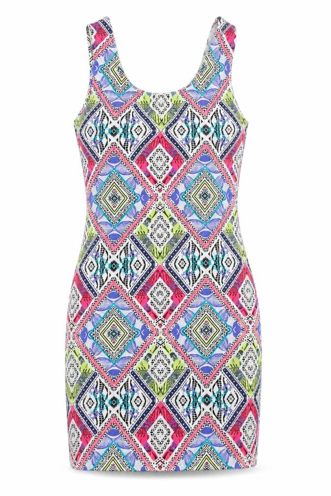 New Look Womens White Geometric  Bodycon  Size 10