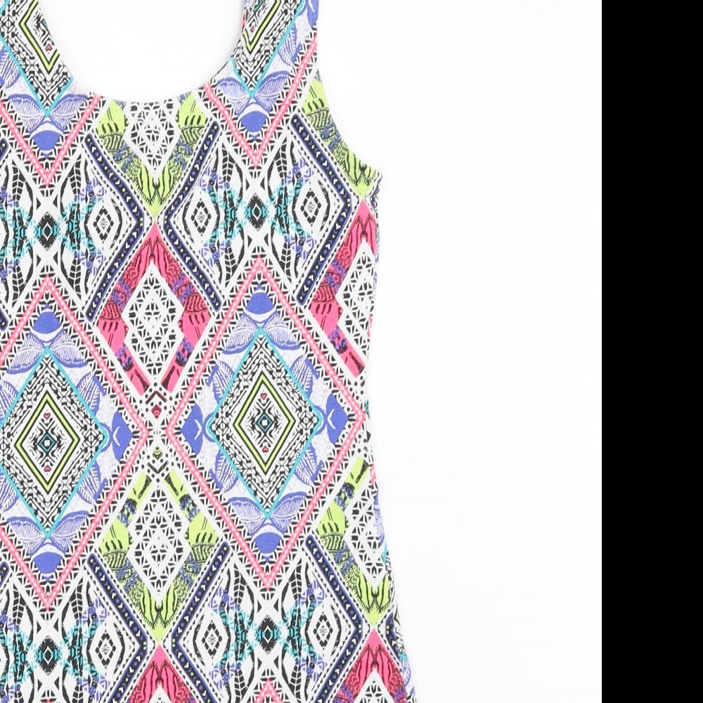 New Look Womens White Geometric  Bodycon  Size 10