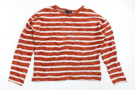 New Look Womens Orange Striped  Pullover Jumper Size M