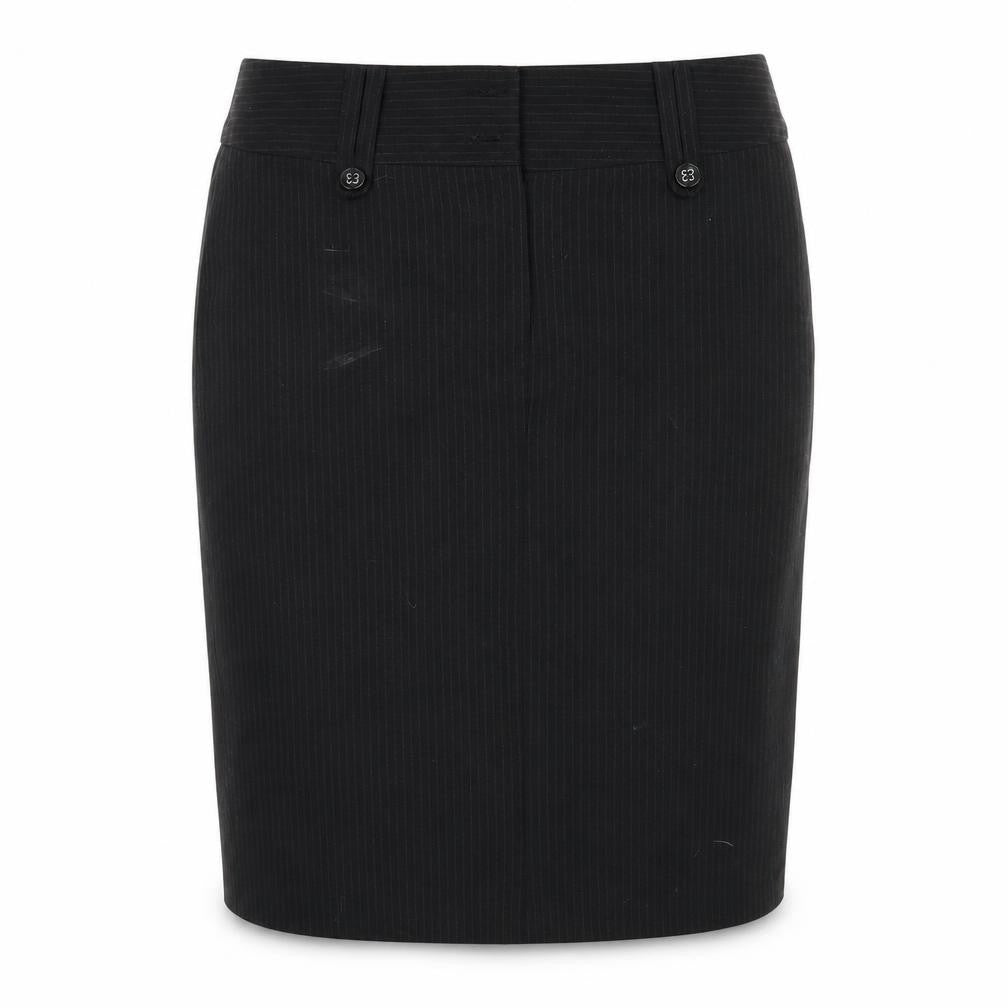 Preworn Womens Black Striped Rayon A-Line Skirt Size 12