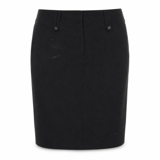 Preworn Womens Black Striped Rayon A-Line Skirt Size 12