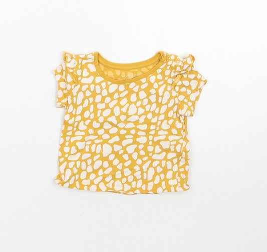 Primark Girls Yellow Animal Print  Basic T-Shirt Size 0-3 Months