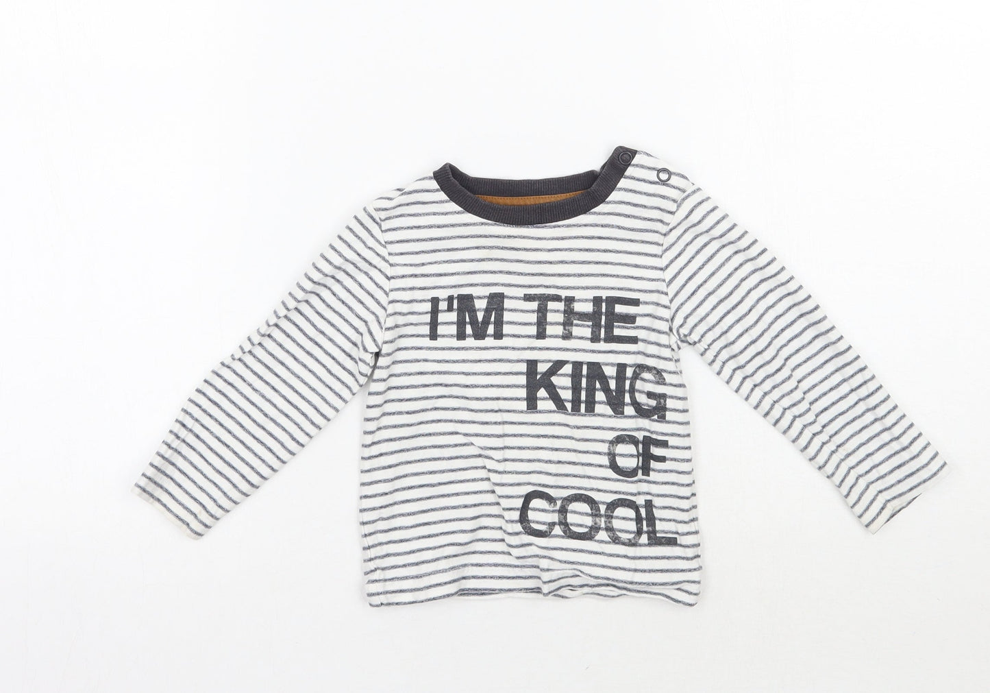 Nutmeg Boys White Striped  Basic T-Shirt Size 12 Months