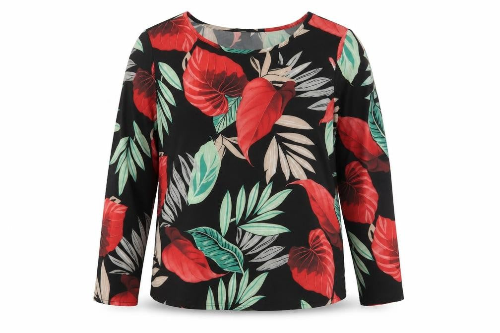 SheIn Womens Black Floral  Basic Blouse Size L