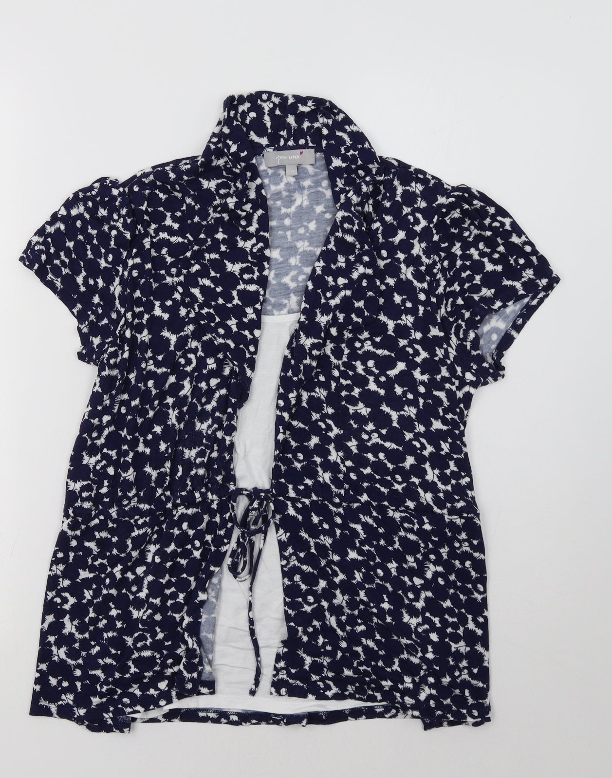 Per Una Womens Blue Geometric  Basic Blouse Size 12