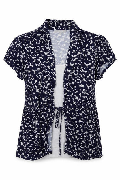 Per Una Womens Blue Geometric  Basic Blouse Size 12